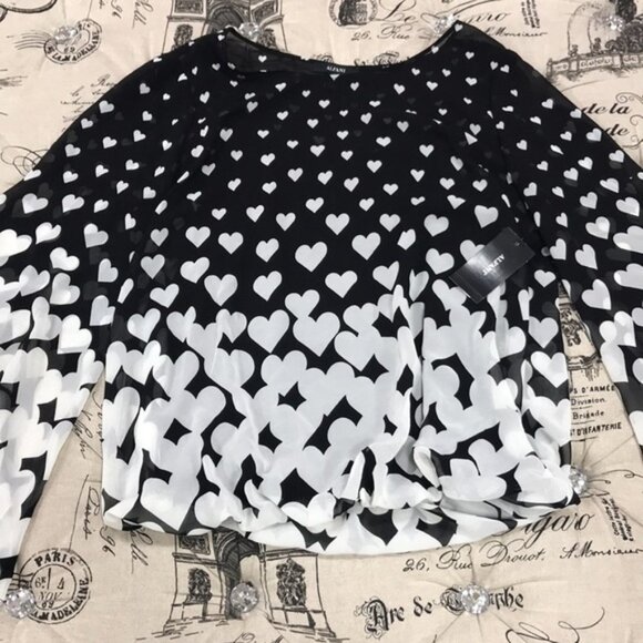 Alfani Heart-Print Angel-Sleeve Top - Picture 2 of 8